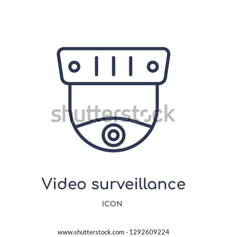 Linear video surveillance icon from Electronic devices outline collection. Thin line video surveillance icon vector isolated on white background. video surveillance trendy illustration