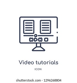 Linear video tutorials icon from Elearning and education outline collection. Thin line video tutorials icon vector isolated on white background. video tutorials trendy illustration