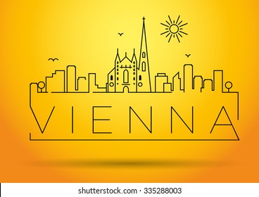 Linear Vienna City Silhouette with Typographic Design