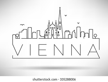 Linear Vienna City Silhouette with Typographic Design