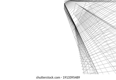 linear view of abstract 3d architecture