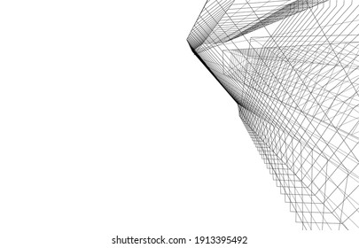 vista lineal de la arquitectura abstracta 3d