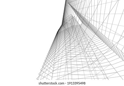 linear view of abstract 3d architecture