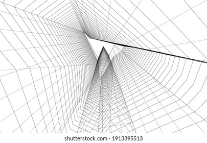 linear view of abstract 3d architecture