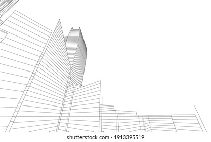 linear view of abstract 3d architecture