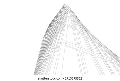 linear view of abstract 3d architecture