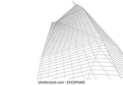 linear view of abstract 3d architecture