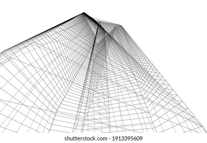 linear view of abstract 3d architecture