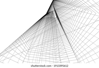 linear view of abstract 3d architecture