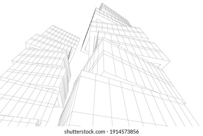linear view of abstract 3d architecture