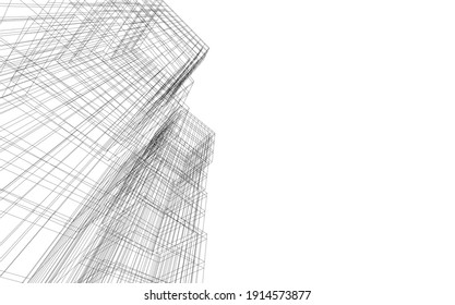 linear view of abstract 3d architecture