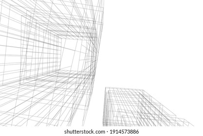 linear view of abstract 3d architecture