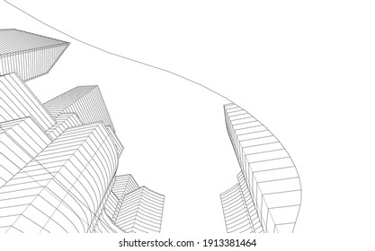 Linear View Abstract Architecture Stock Vector (Royalty Free ...