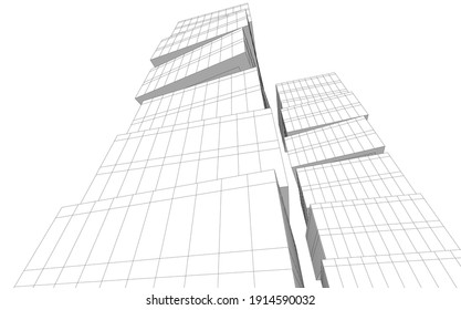 visión lineal de la ilustración abstracta de la arquitectura 3d
