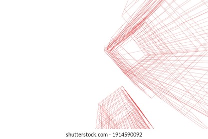 visión lineal de la ilustración abstracta de la arquitectura 3d