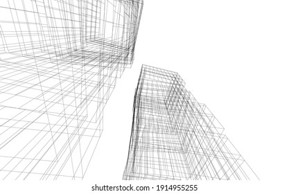 visión lineal de la ilustración abstracta de la arquitectura 3d