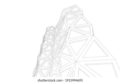 visión lineal de la ilustración abstracta de la arquitectura 3d
