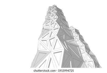 lineare Sicht auf abstrakte moderne 3D-Architektur, Vektorgrafik