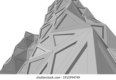visión lineal de la ilustración abstracta de la arquitectura 3d