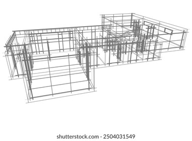 Lineare Ansicht des Hausarchitektur Konzept Vektor 3D-Illustration