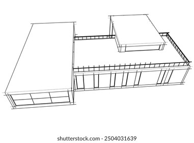 Vista lineal de la casa concepto arquitectónico Vector 3d ilustración