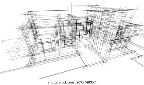 Vista lineal del concepto arquitectónico de la casa Ilustración vectorial