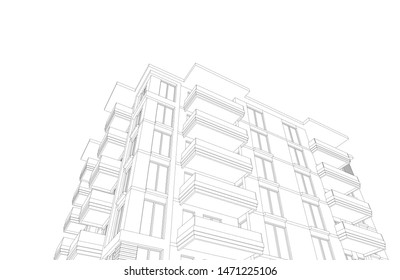 Linear view of house building architecture