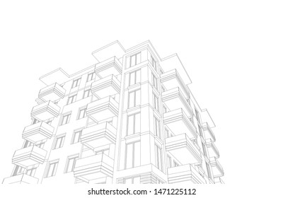 Linear View Of House Building Architecture