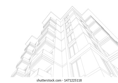 Linear view of house building architecture