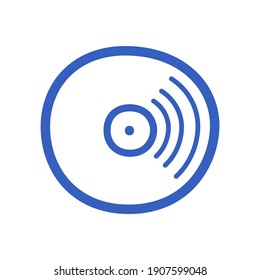 Linear vinyl record icon isolated on white. Vector illustration in doodle style.