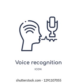 Linear voice recognition icon from Artificial intellegence and future technology outline collection. Thin line voice recognition vector