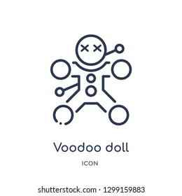 Linear voodoo doll icon from Magic outline collection. Thin line voodoo doll icon isolated on white background. voodoo doll trendy illustration