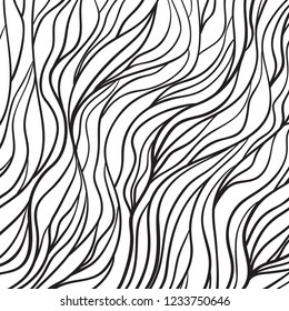 Linear wallpaper. Chaotic waved pattern. Tangled texture with lines. Background with lines and waves. Line art. Print for banners, posters, flyers and textiles