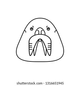 Linear walrus icon. Vector outline illustration of the animal head. Logo concept. 