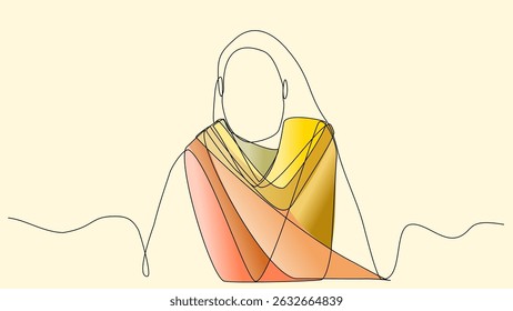 Linear Warmth: Minimalist Vector Art of a Scarf