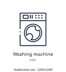 Linear washing machine cleanin icon from Cleaning outline collection. Thin line washing machine cleanin vector isolated on white background. washing machine cleanin trendy illustration