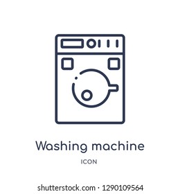 Linear washing machine icon from Cleaning outline collection. Thin line washing machine vector isolated on white background. washing machine trendy illustration