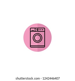 Linear washing machine icon in a pink circle