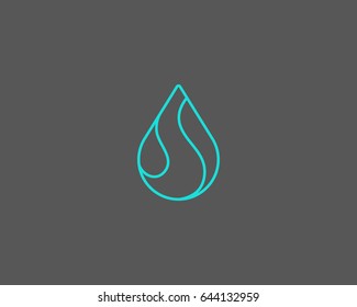 Linear water aqua logo design. Water drop vector logotype. 