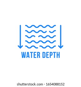 icono lineal de profundidad de agua con flechas. trazo de estilo plano moderno logotipo de diseño gráfico elemento de diseño aislado en fondo blanco. concepto de icono para informar fácilmente la profundidad de la piscina o del lago