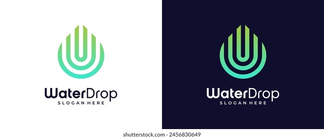 Linear water drop logo design, with gradient color