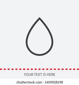 A linear water drop vector icon .The symbol of a rain and clean water , an illustration of a raindrop .The symbol of a drop. The wheather line. The sign of a drop.