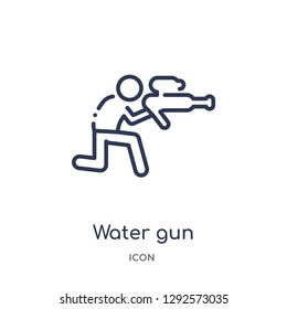 Linear water gun icon from Free time outline collection. Thin line water gun icon vector isolated on white background. water gun trendy illustration
