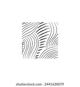 ondas lineales dibujadas en estilo boceto, elemento de arte en forma cuadrada sin lados