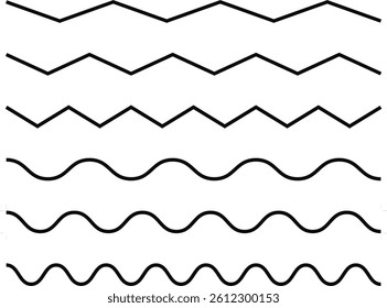 linear waves line or curve line set.  curved and straight dashed trace path. Technology abstract wavy curve