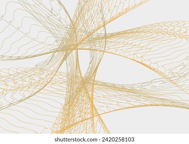 Linear wavy golden-gray-orange backdrop for interiors or posters. Futuristic backdrop for business or architectural concepts, textiles, prints, covers, backgrounds, textures, scrapbooking, tiles, etc.