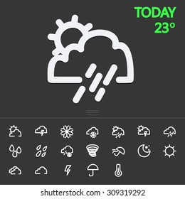 Linear weather icons set. A large set of flat linear icons are ideal for your application and website on the topic of weather.