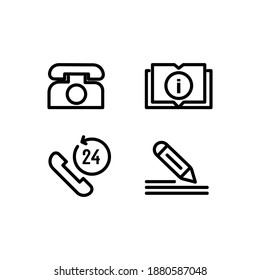 Linear web contact icons design isolated on white background