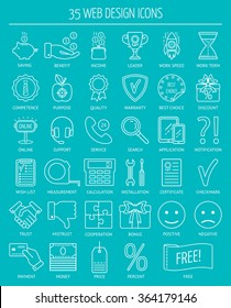 Linear web design icons. Line icons for business, web development and landing page. Flat design. Vector illustration