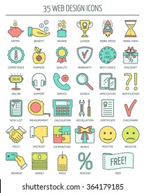 Linear web icons. Color moder line icons for business, web development and landing page. Flat design. Vector illustration
